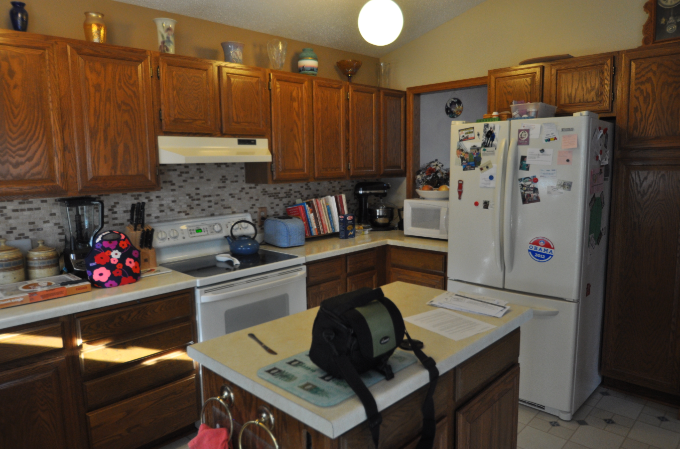 A dated kitchen before any work